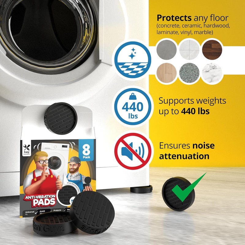 MagiLint Silent Guys Anti Vibration Pads for Washing Machine - 8 Pack Washing Machine Anti Vibration Pads Vibration Isolation Pads Washing Machine Shock Absorber Washing Machine Leveling Feet - Image 4